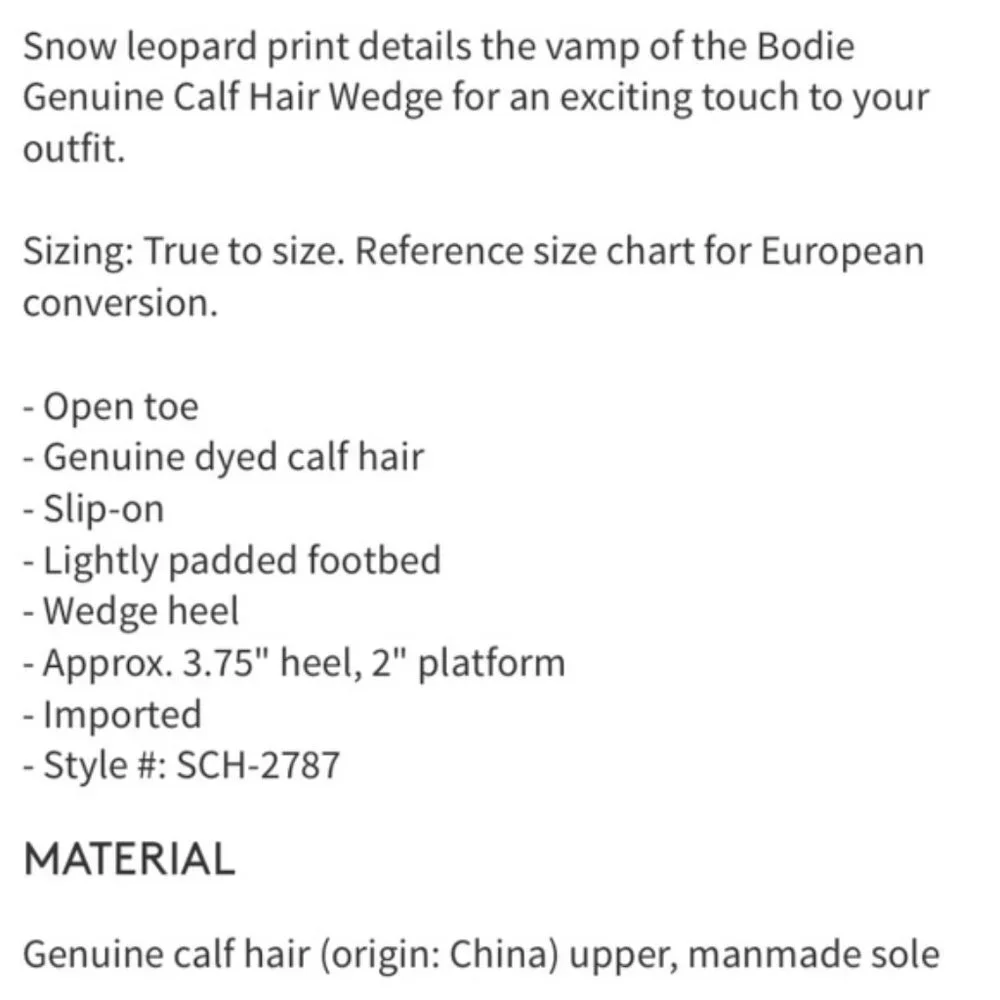 Joie | ‘Bodie’ Calf Hair Wedge Sandal NWT!‎